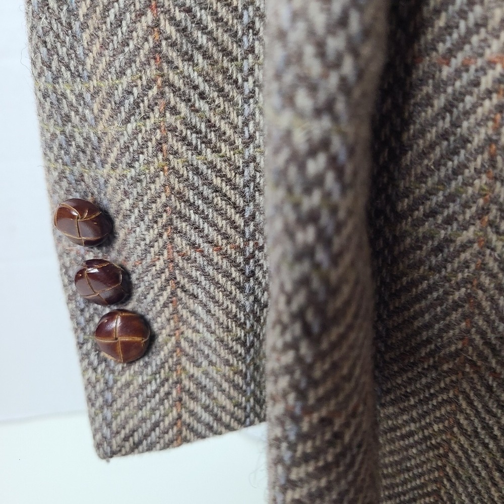 Egon Von Furstenberg Tweed Blazer Leather Buttons 40 Made In Italy - Picture 5 of 13